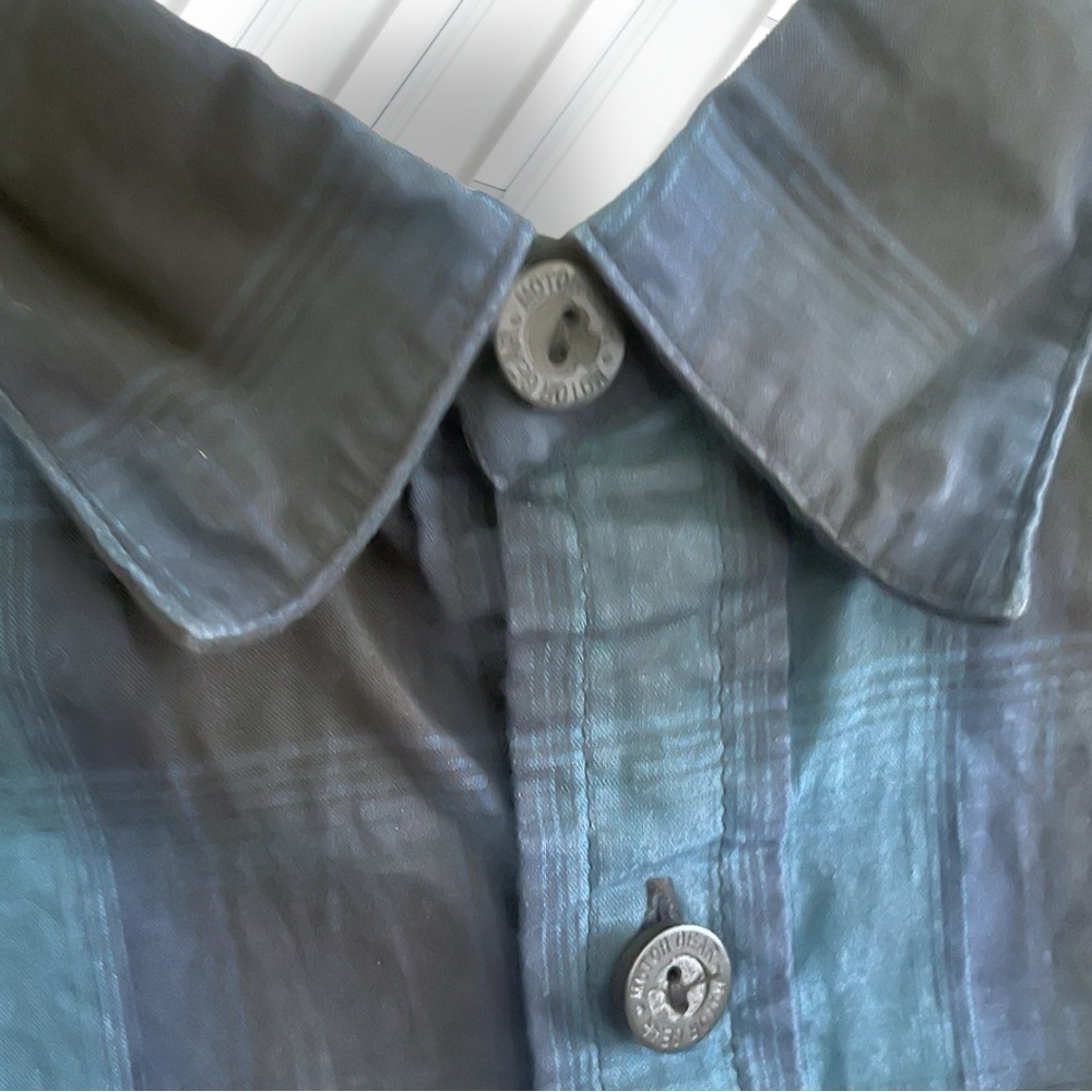 Lethal Threat Motorgear Death Row Button Black Blue Shirt Size Large - Picture 7 of 16